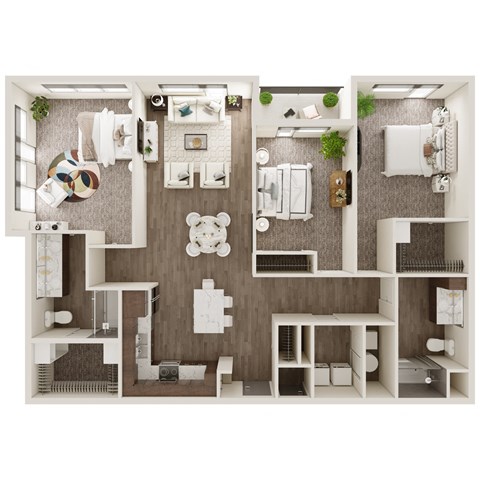 Floor plan for 3 beds, 2 baths, 1461 sqft